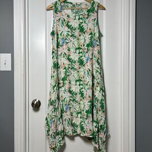 Water Lily‎ Green Floral Maxi Dress Coastal Grandmother Italian Summer Style